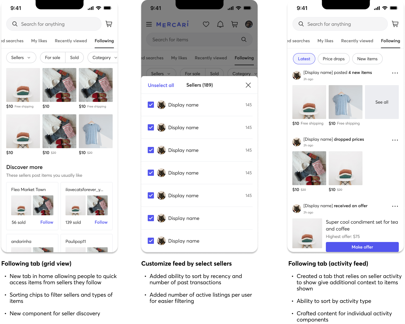 Following feature design - visibility